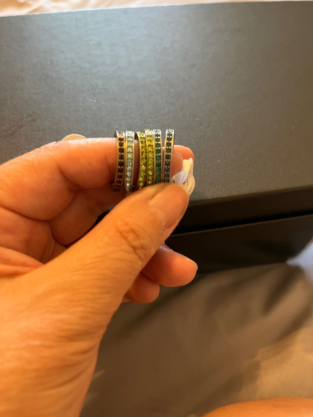 Chloe + Isabel Green Crystal Stackable Ring Set - Picture 3 of 5